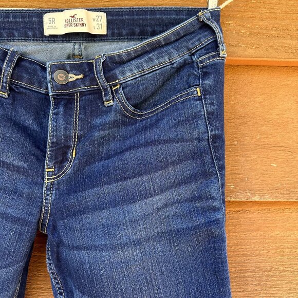 Hollister Super Skinny Low Rise Dark Blue Jeans Size 27 - Picture 6 of 13
